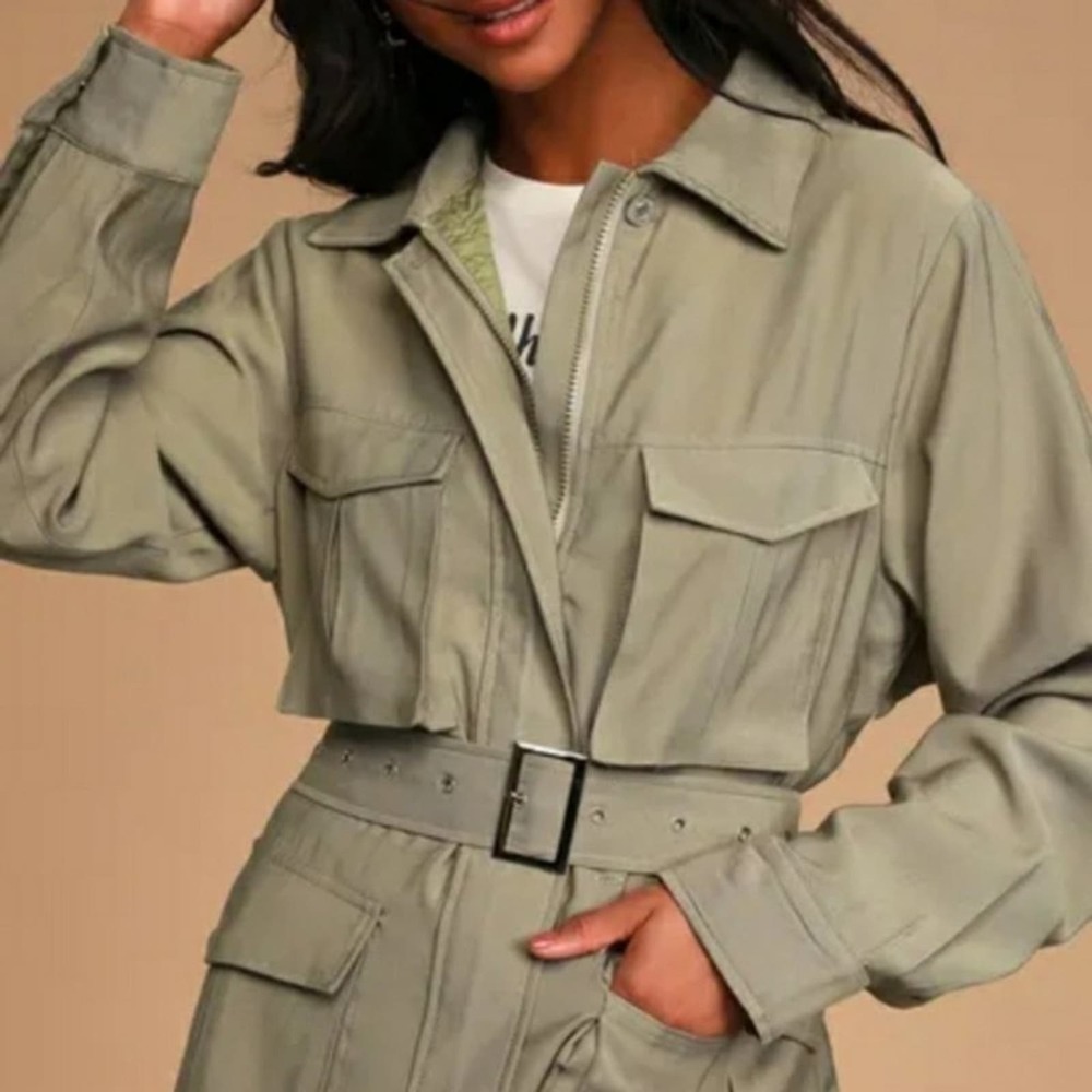 Lulu's Mover & Shaker Belted Utility Jacket Size S